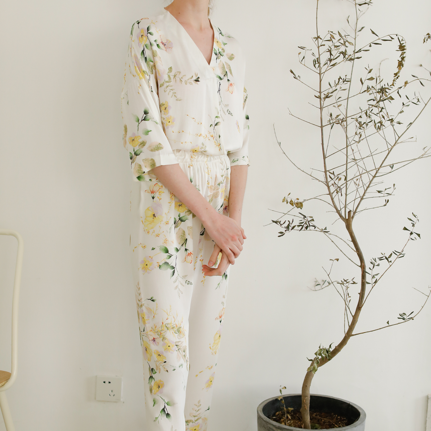 DrifWoo - Floral Pajamas Set Fashion Sleepwear Women Comfy PJS: L