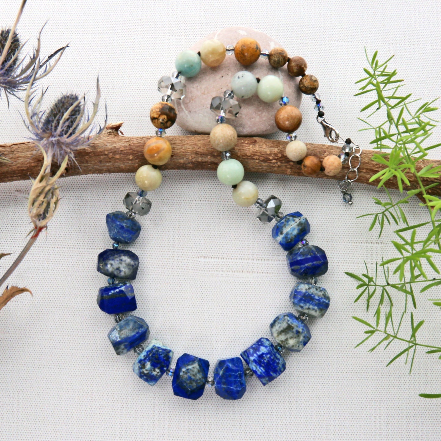 IST Jewelry - Lapis Lazuli Nugget Mixed Stone Necklace