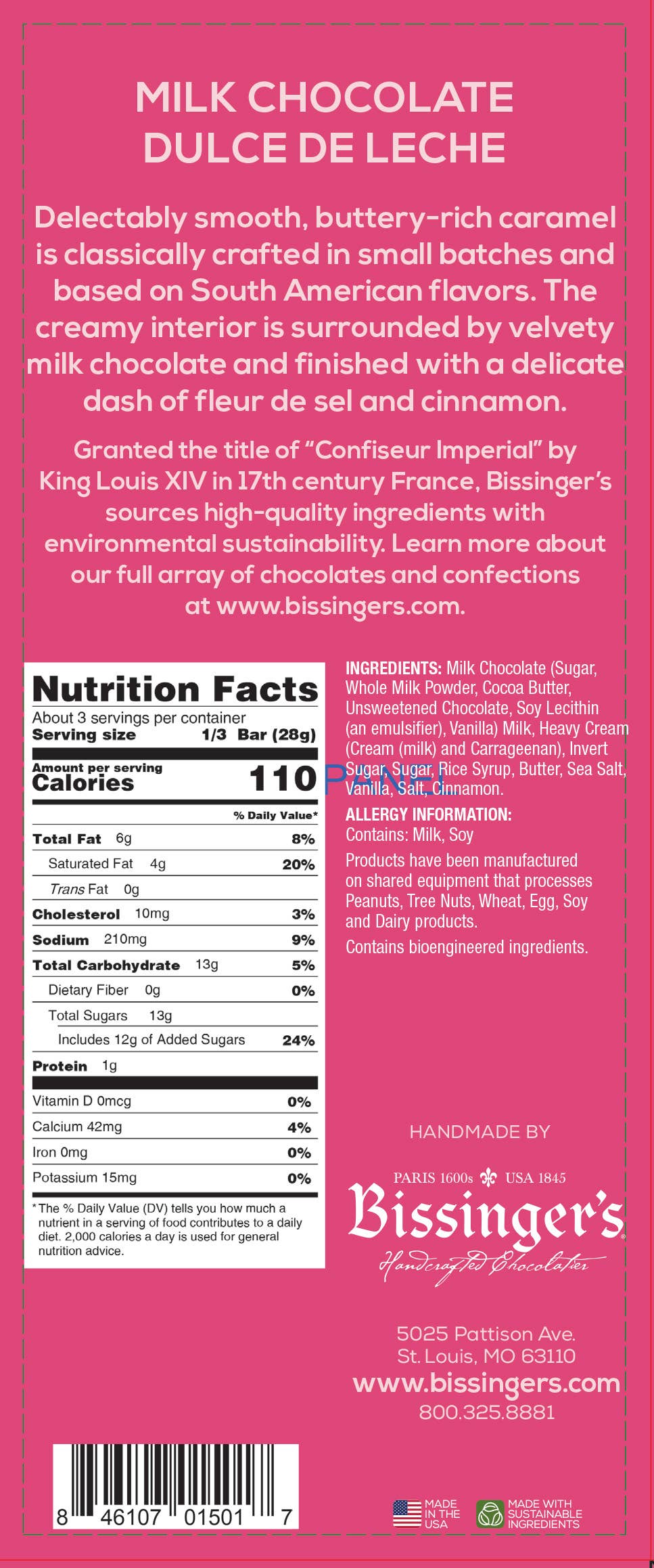 Bissinger's - Bissinger's Milk Dulce de Leche Bar - 3 OZ