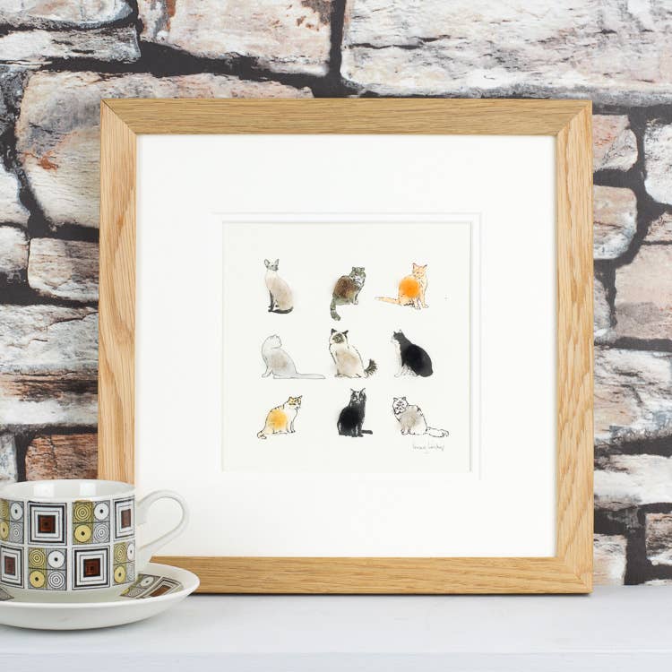Papersheep UK - Assorted Cats Art Print with Wool Finish | Square Art Print