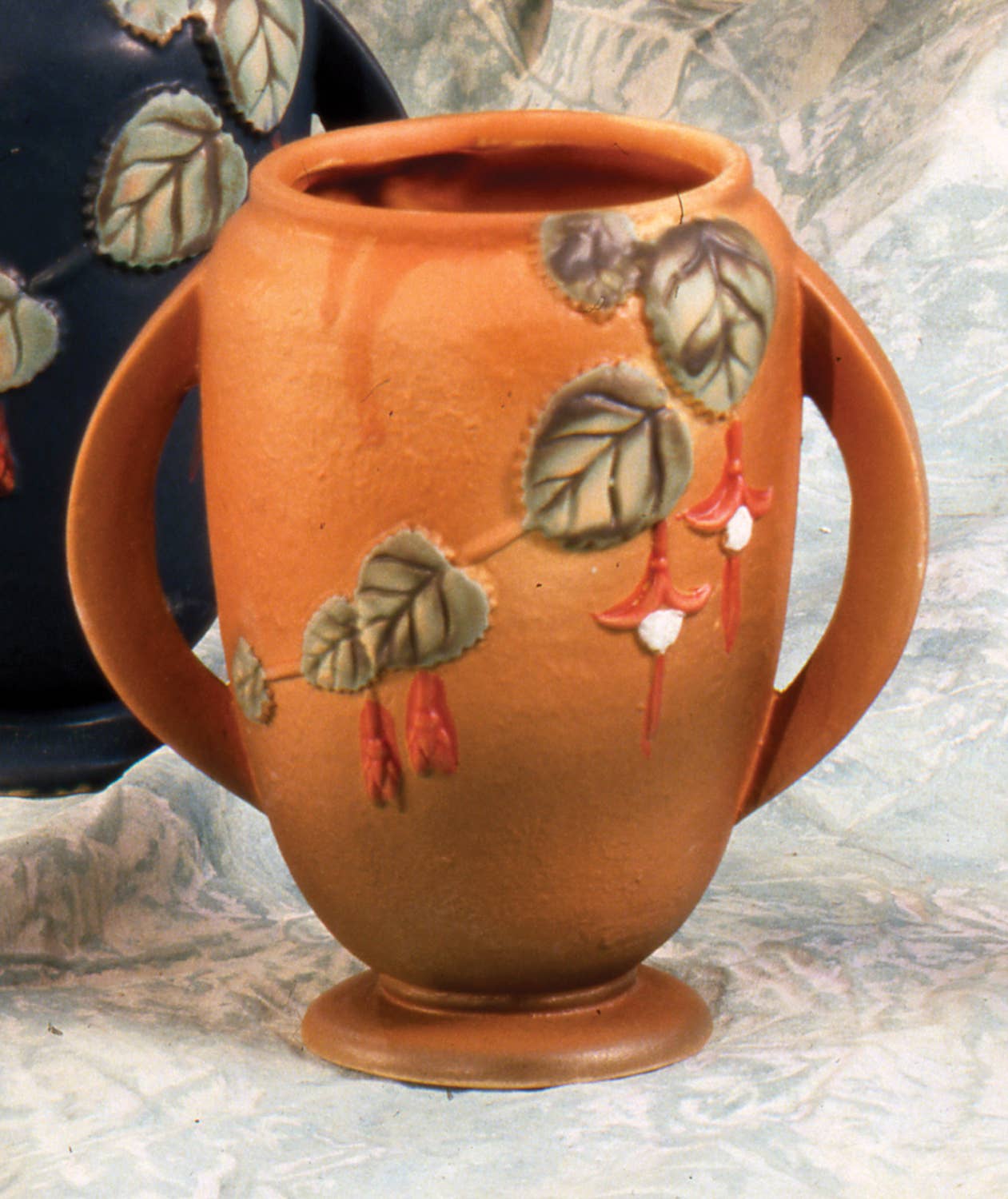 AA Importing - Roseville-Style, Fushcia Vase in Brown & Green, 6": Green
