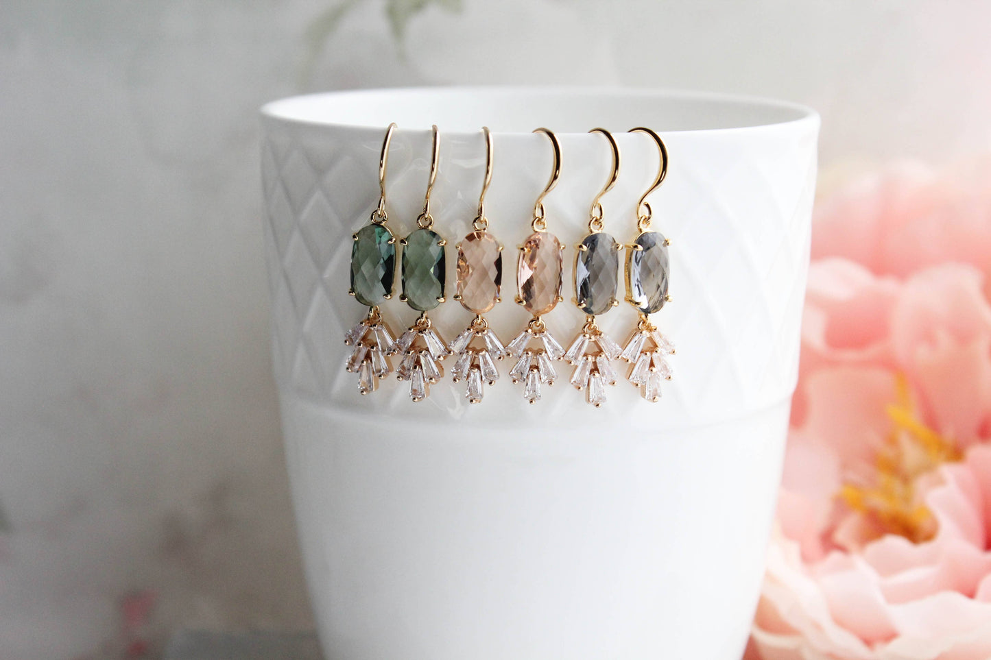 A Pocket of Posies - Art Deco Earrings | Sparkling Leaf Earrings (4 colors): Navy Blue