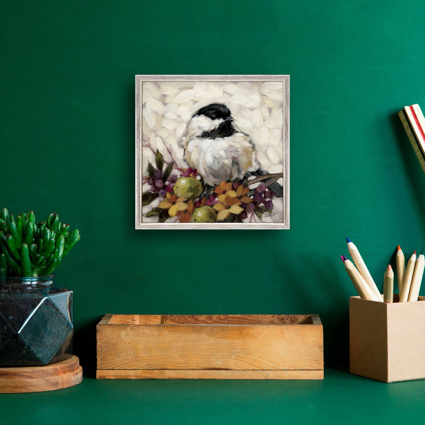 GreenBox Art - Chickadee With Lime Mini Framed Canvas
