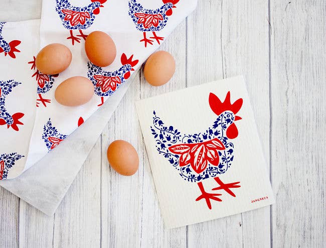 Jangneus - Swedish Dishcloth - Hen - Blue: Blue