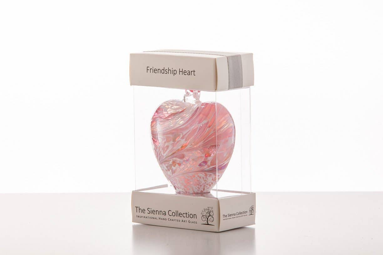 Sienna Glass - 8cm Friendship Heart - Blue