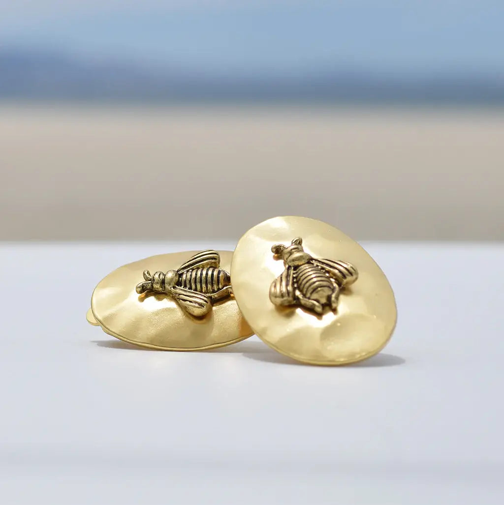 KARINE SULTAN - Oval clip on earrings with bumblebee accent