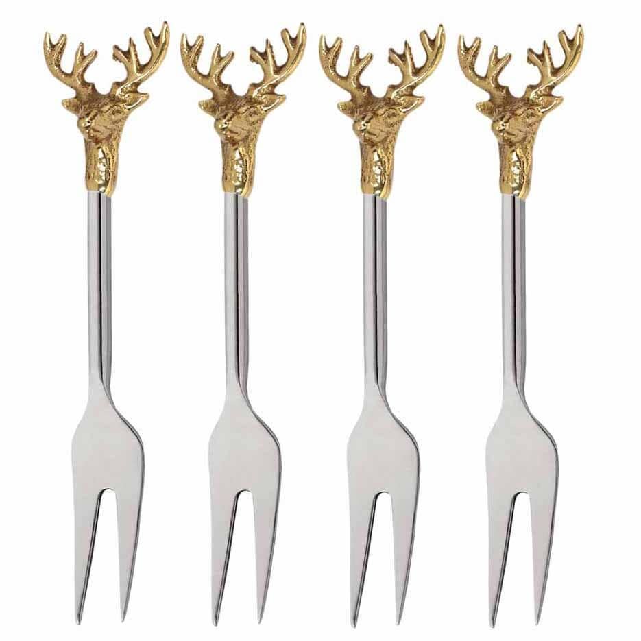 India Handicrafts Inc - Gilded Deer Fork Set