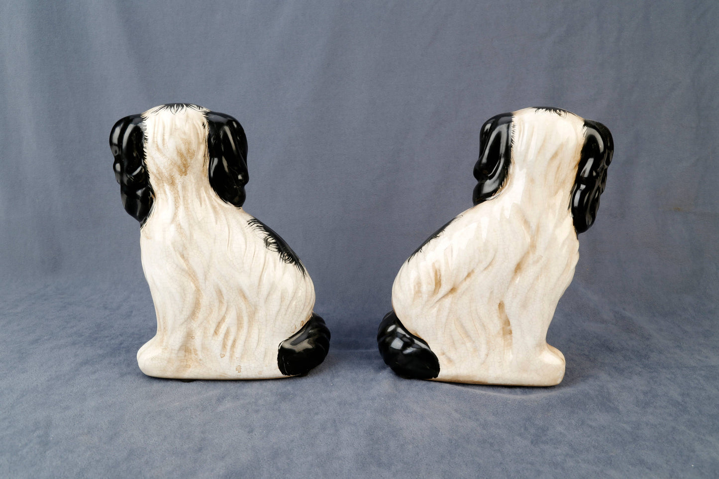 AA Importing - Staffordshire Dog Pair with Flower Baskets, Black Finish