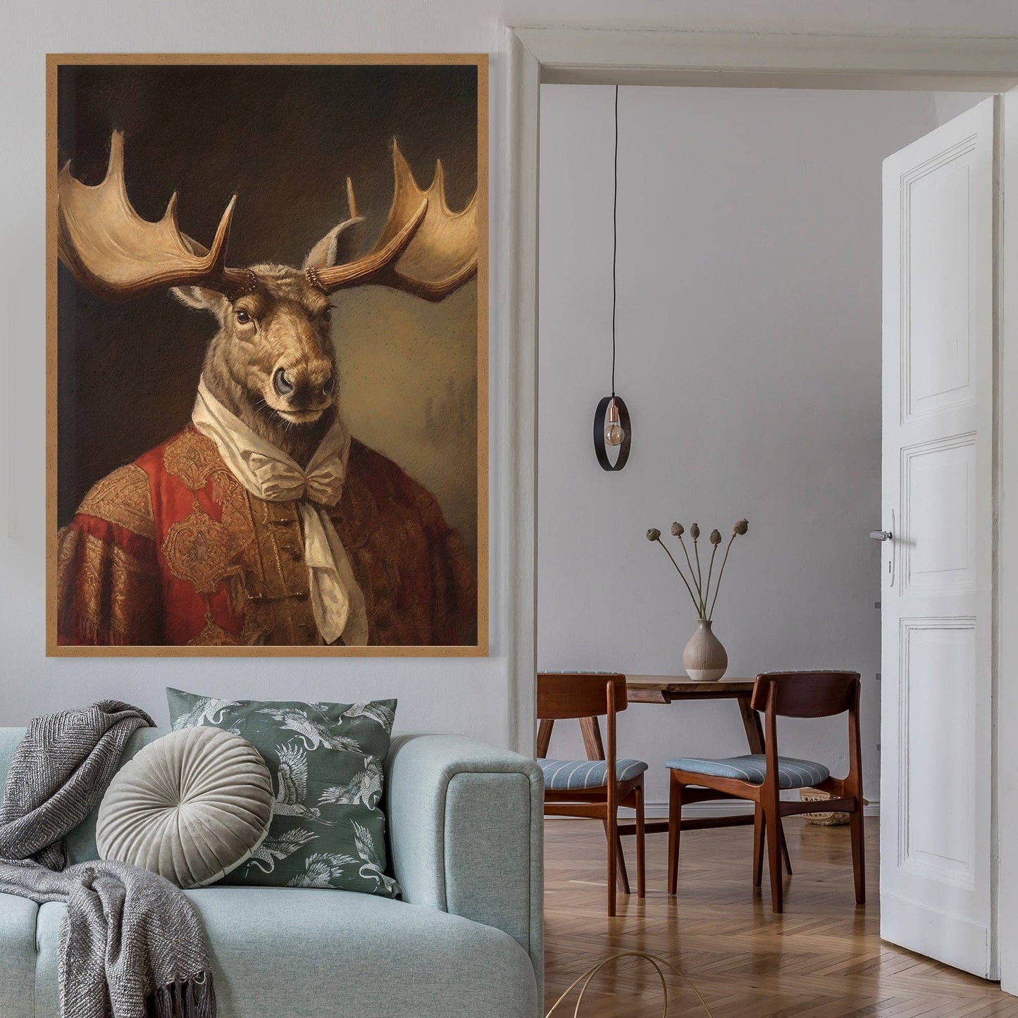 Ink & Drop - Moose Animal Portrait Print: 11 ¾ x 15 ¾ in | 30x40 cm / Matte
