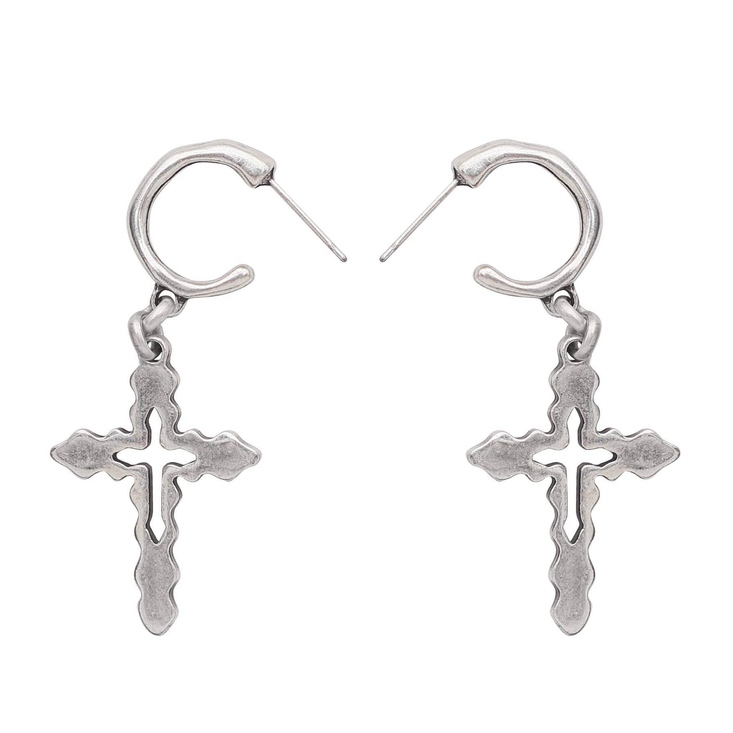 Chanour - Handmade Cross Pewter Earrings - 1952