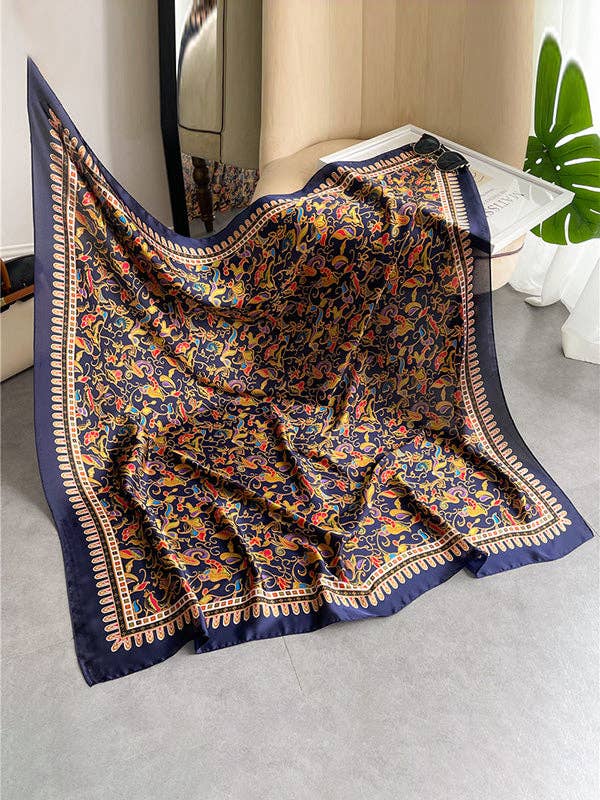 UZ Wholesale Store - Flower Print Sun Protection Shawl&Scarf: BLUE / One_size