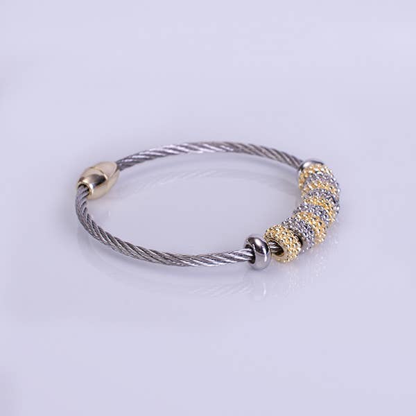 My Best Kept Jewelry - 3MM Gold & Silver Crystal Station Bangle