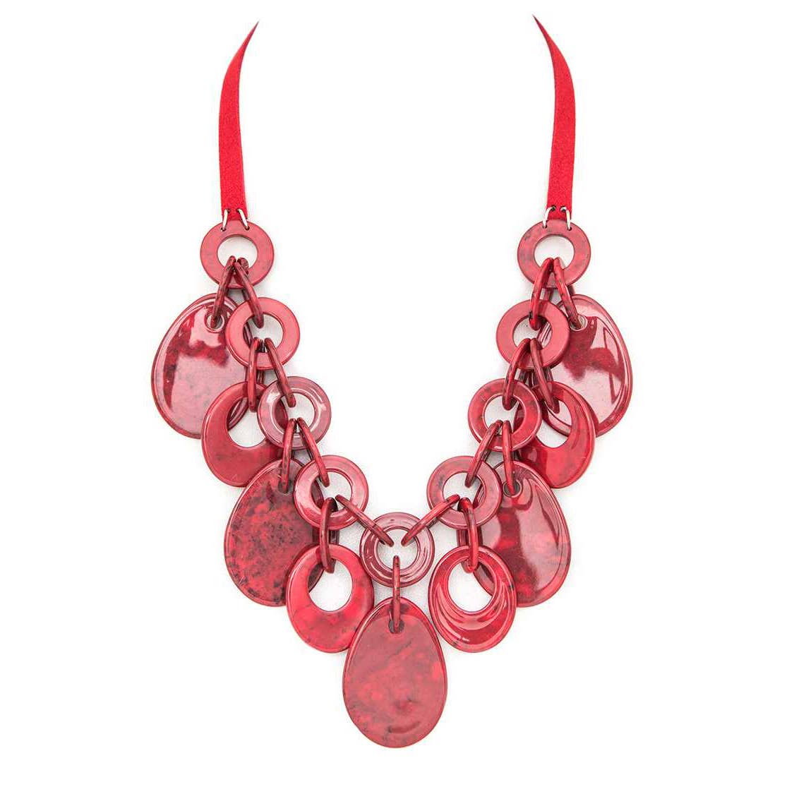 Artini Accessories - Resin Fringe Disk Statement Necklace: Black