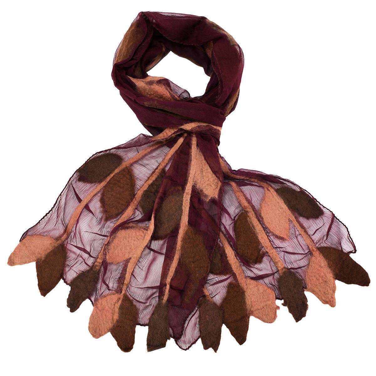 BNB Crafts Inc. - Leaves Felted Chiffon Scarves