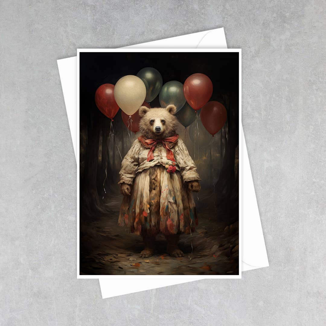 Salty Alyce - Party Bear With Balloons Greeting Card 48AS