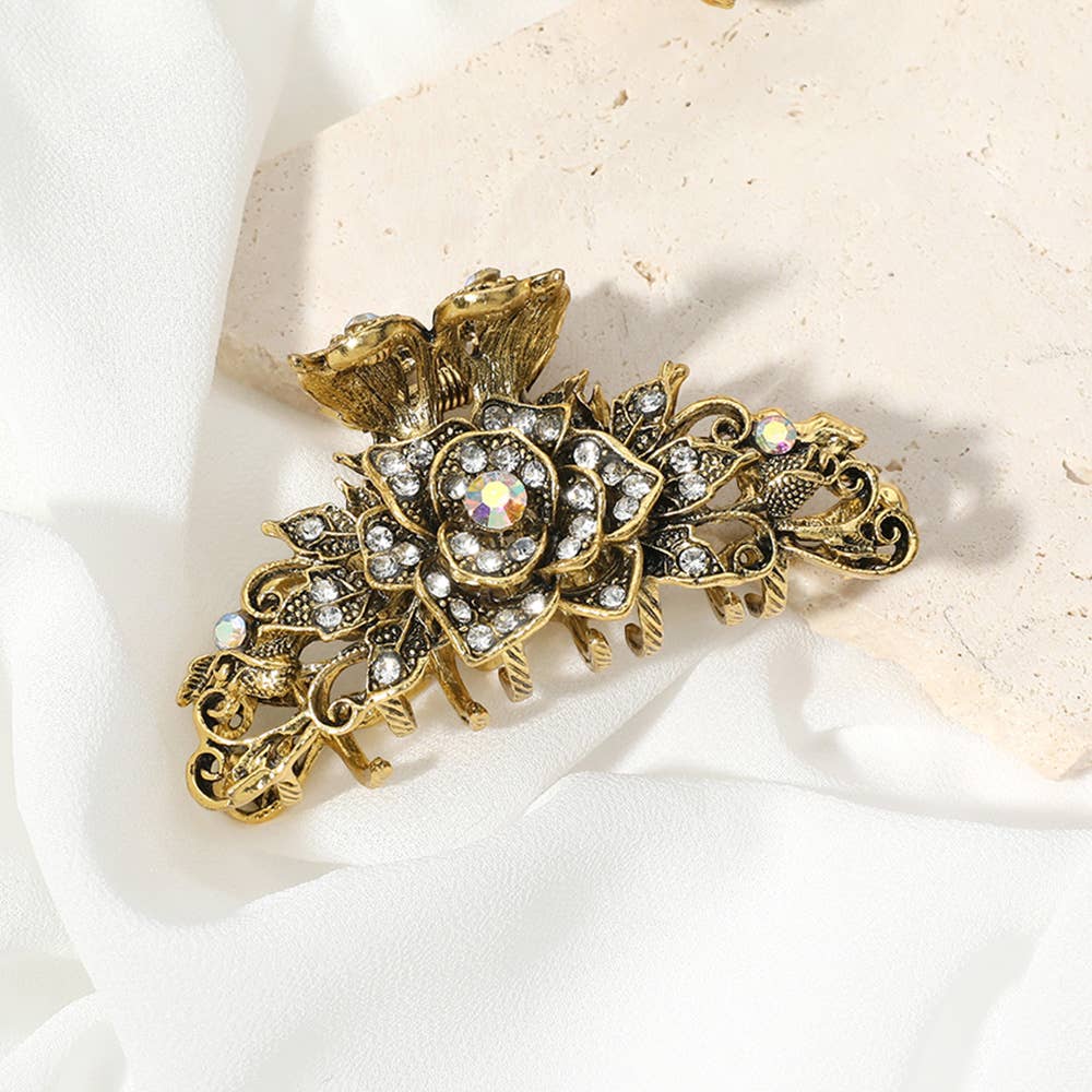 Sensibling Corp. - Stone Paved Rose Vine Hair Claw Clip: Brown
