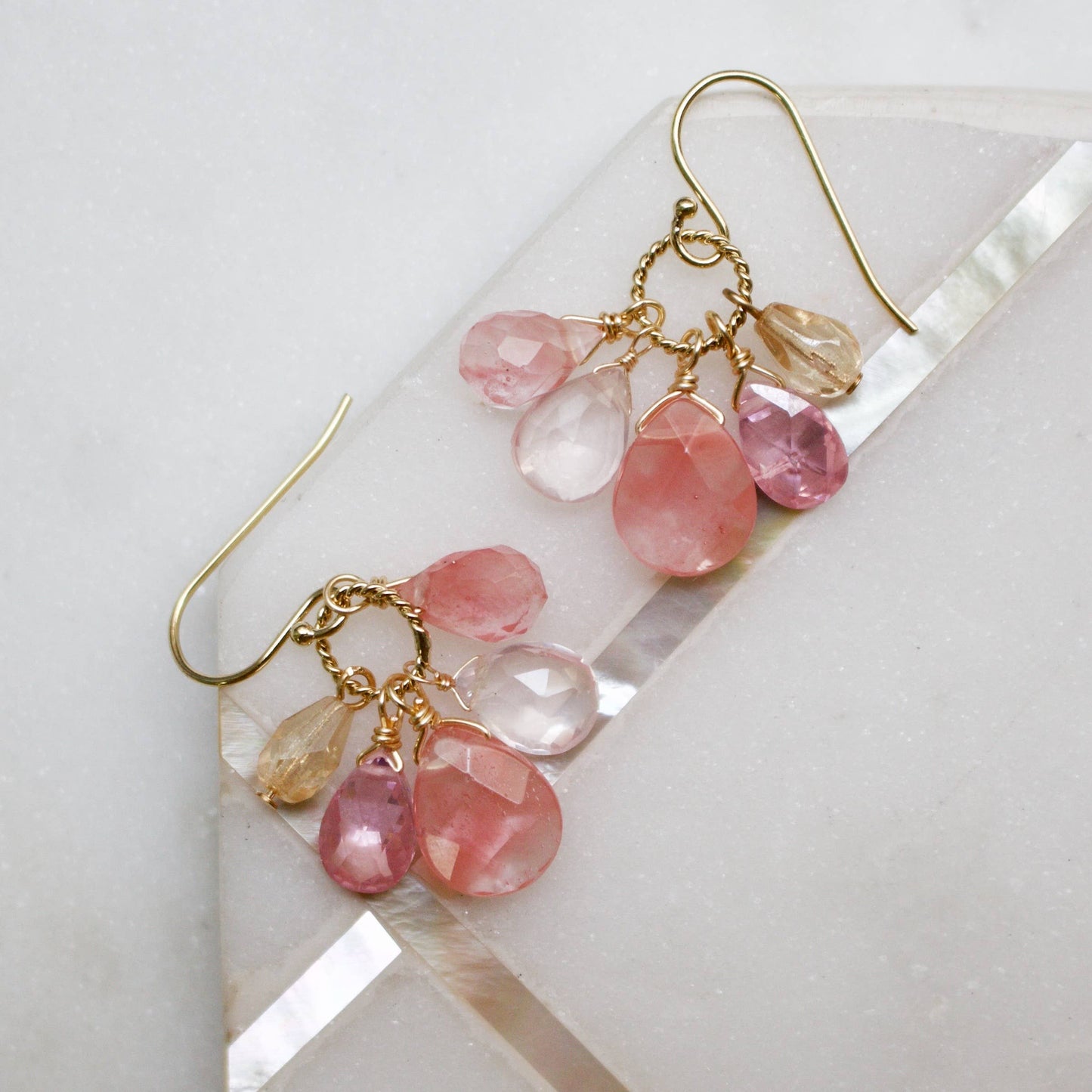 a.v. max - Semi Precious Cluster Earrings: Mother of Pearl