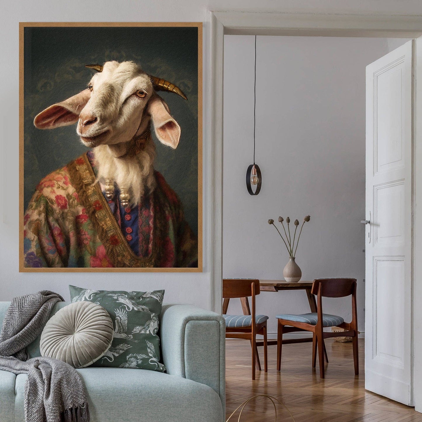 Ink & Drop - Goat Animal Portrait Print: 11 ¾ x 15 ¾ in | 30x40 cm / Matte