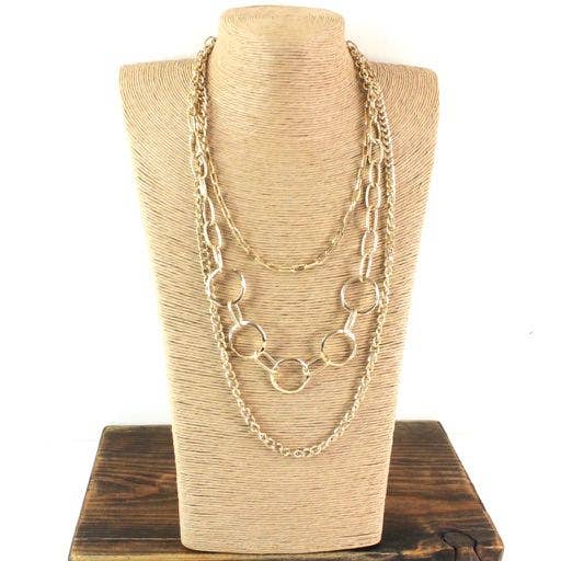 Pretty Persuasions - N20111 3-Layer Bold Chain Link Necklace: 01 GD
