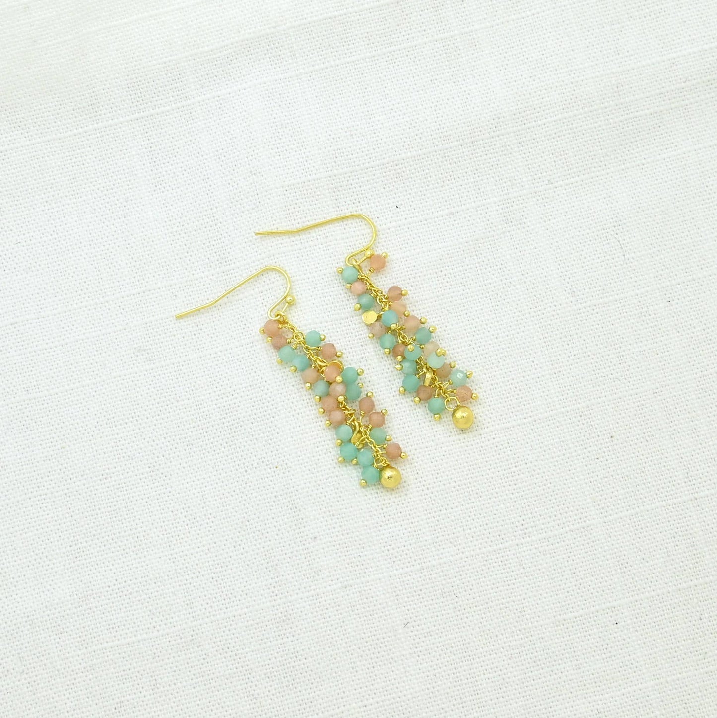 Schmuckoo Berlin - Daisee Earring Gold - Amazonite & Peach Moonstone