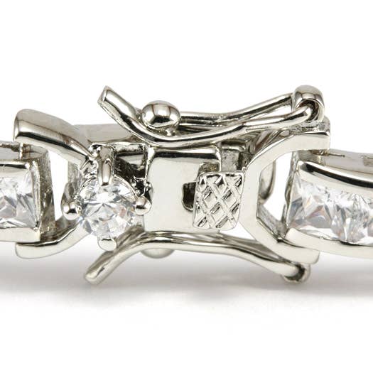 Artini Accessories - Tri Stone Cross Cubic Zirconia Tennis Bracelet: Gold