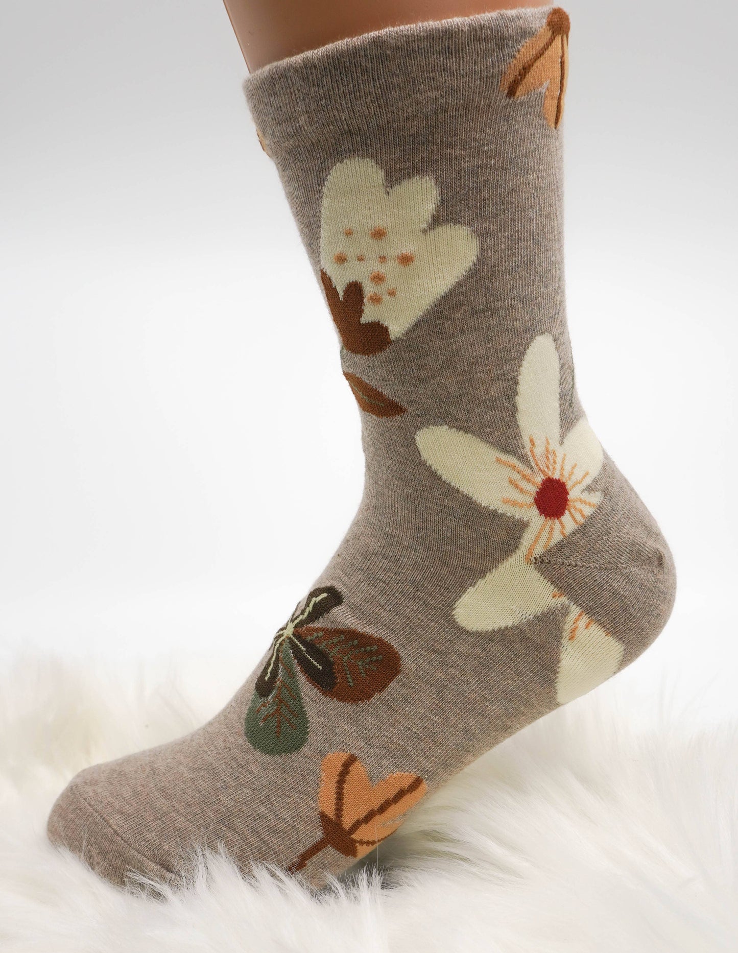 Comfortarians - Floral Cotton Socks For Women | Women's Big Flower Socks: Green