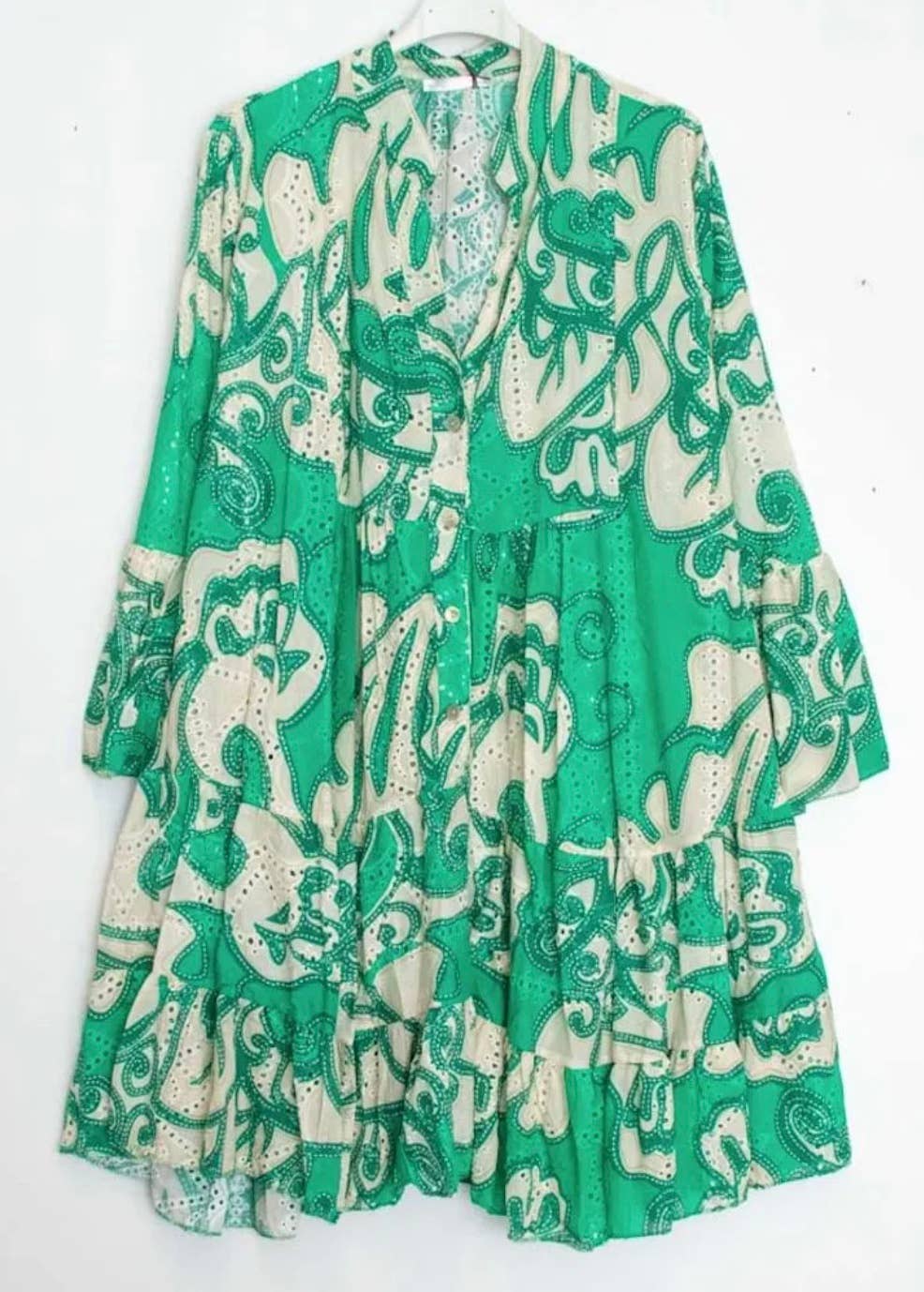 LOOWIE - 802EMB Cotton Green English Eyelet Dress Cover Up