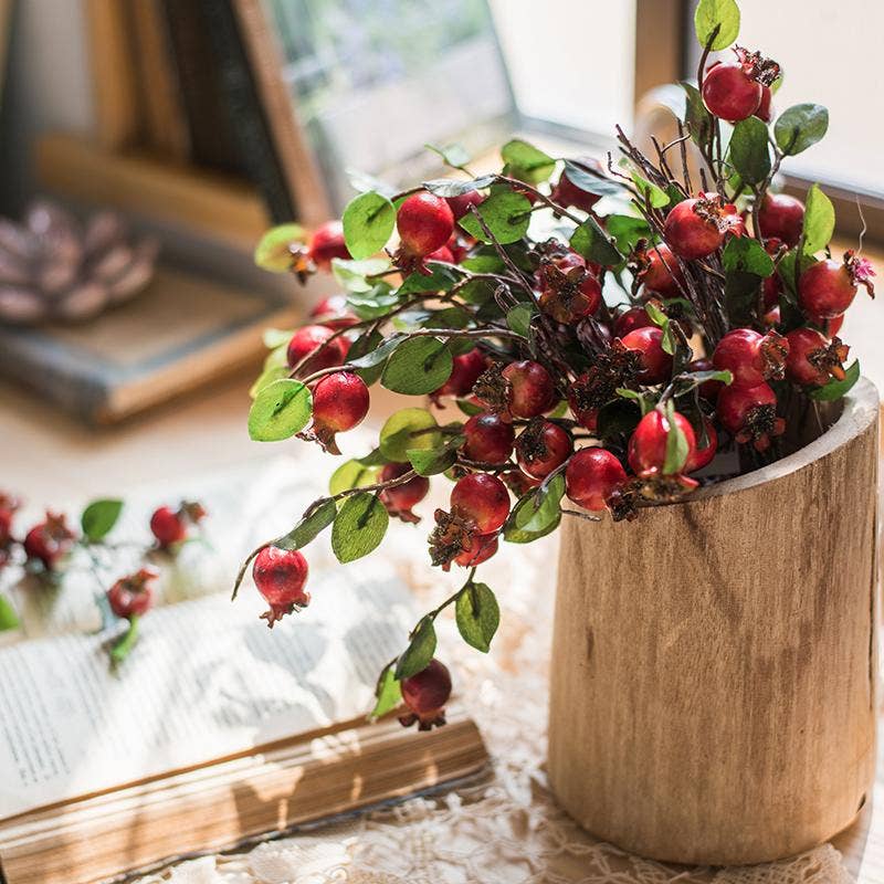 Rustic Reach - Artificial Fruit Pomegranate Fruit Bouquet 12" Tall: One Bouquet