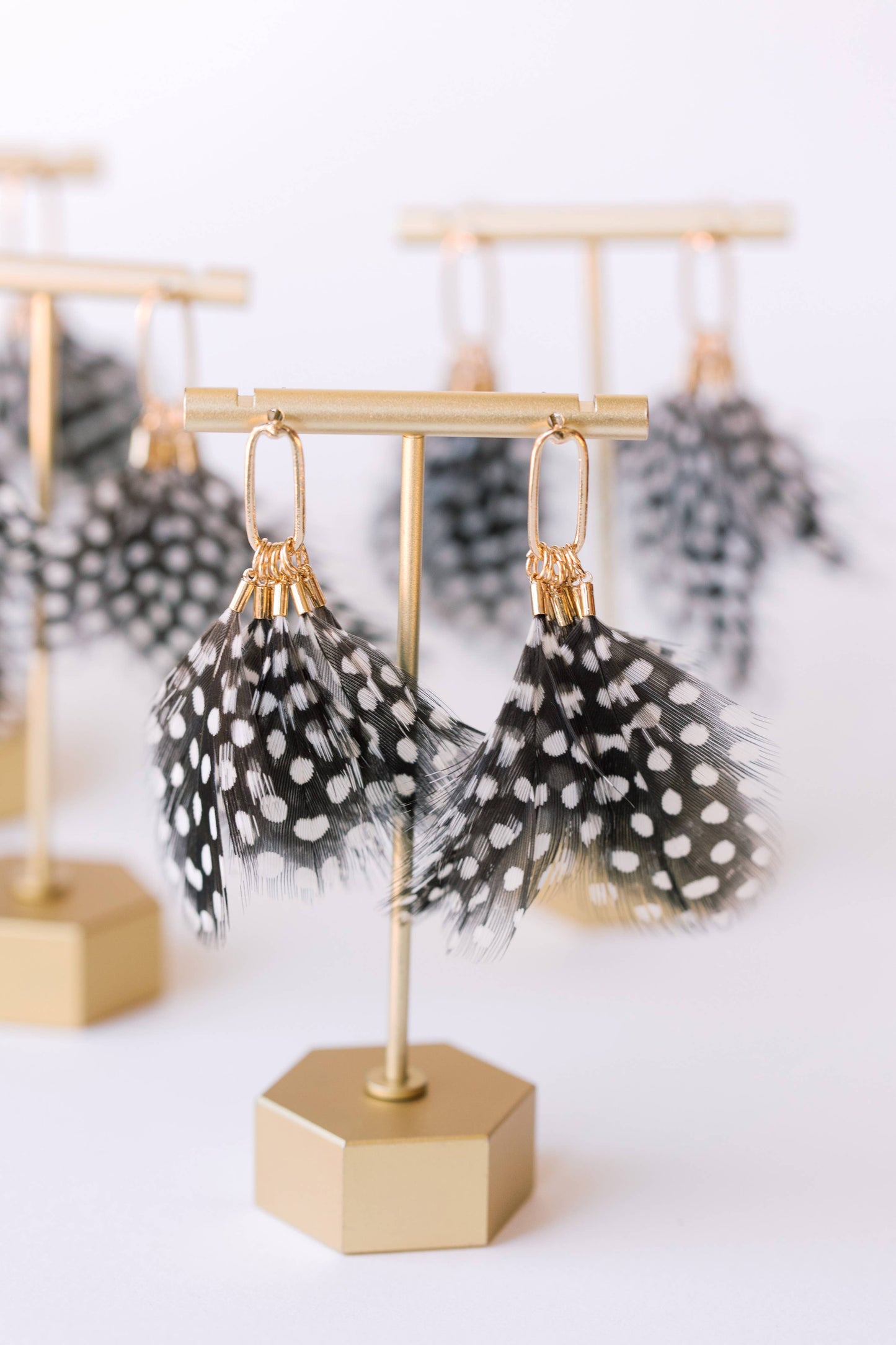 St Armands Designs of Sarasota - Spotted Feather Statement Tassel Earrings