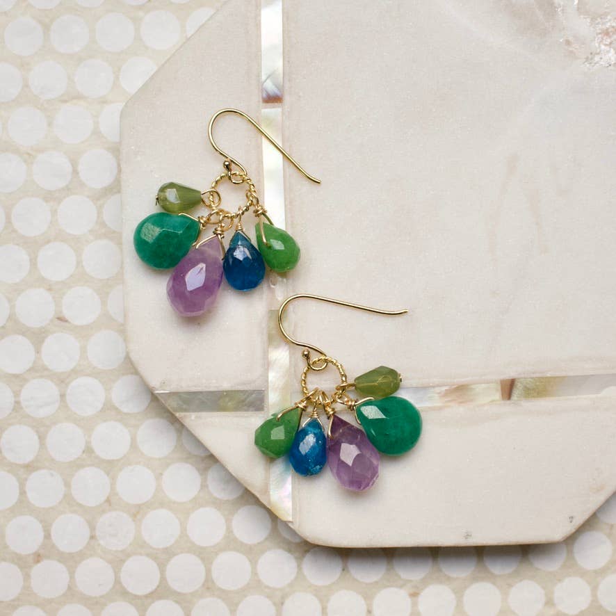 a.v. max - Semi Precious Cluster Earrings: Sunstone Multi