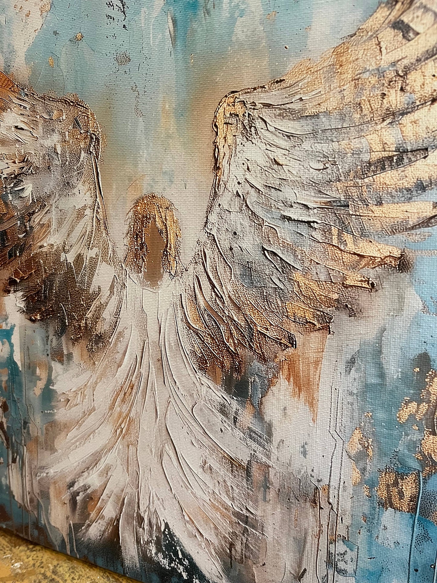 Rustic Nester - Angel canvas art print, Christian home decor, Spiritual art: 12x12