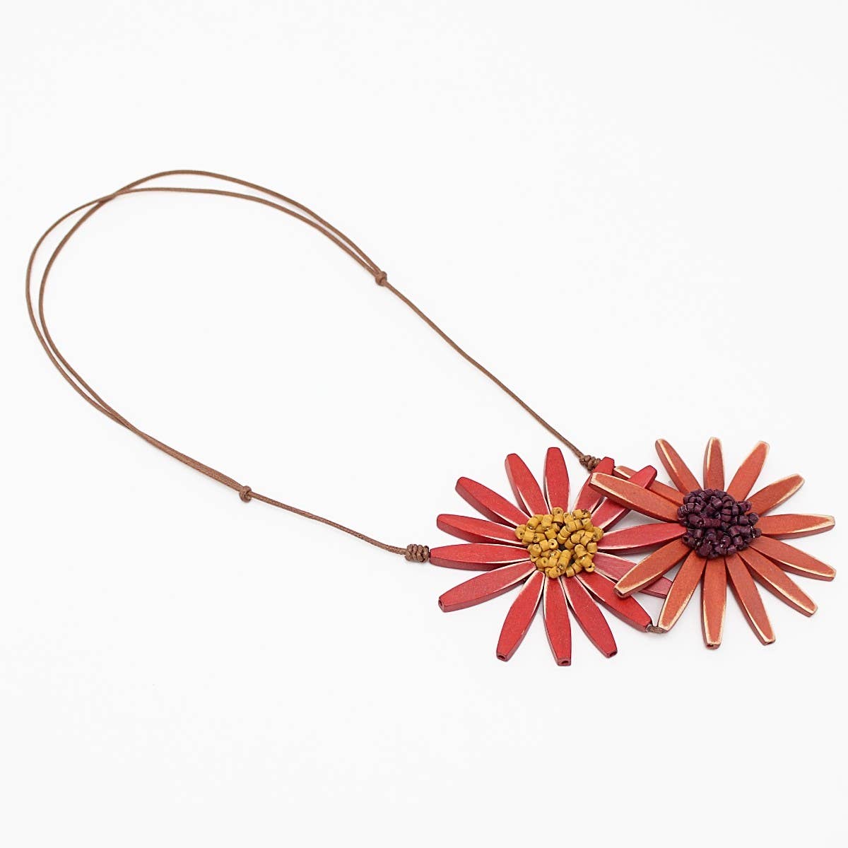 Sylca Designs - Orange Amaya Double Flower Statement Necklace