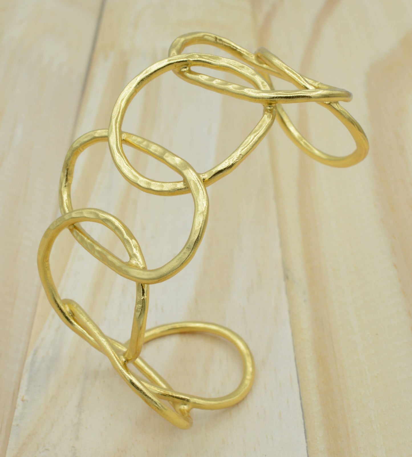 AJS Design Studio - Handmade gold plated hammered cuff
