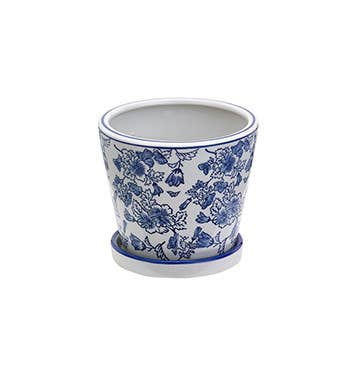 Napco - Blue/White Floral 2 Design Planters Classic Item # 12608
