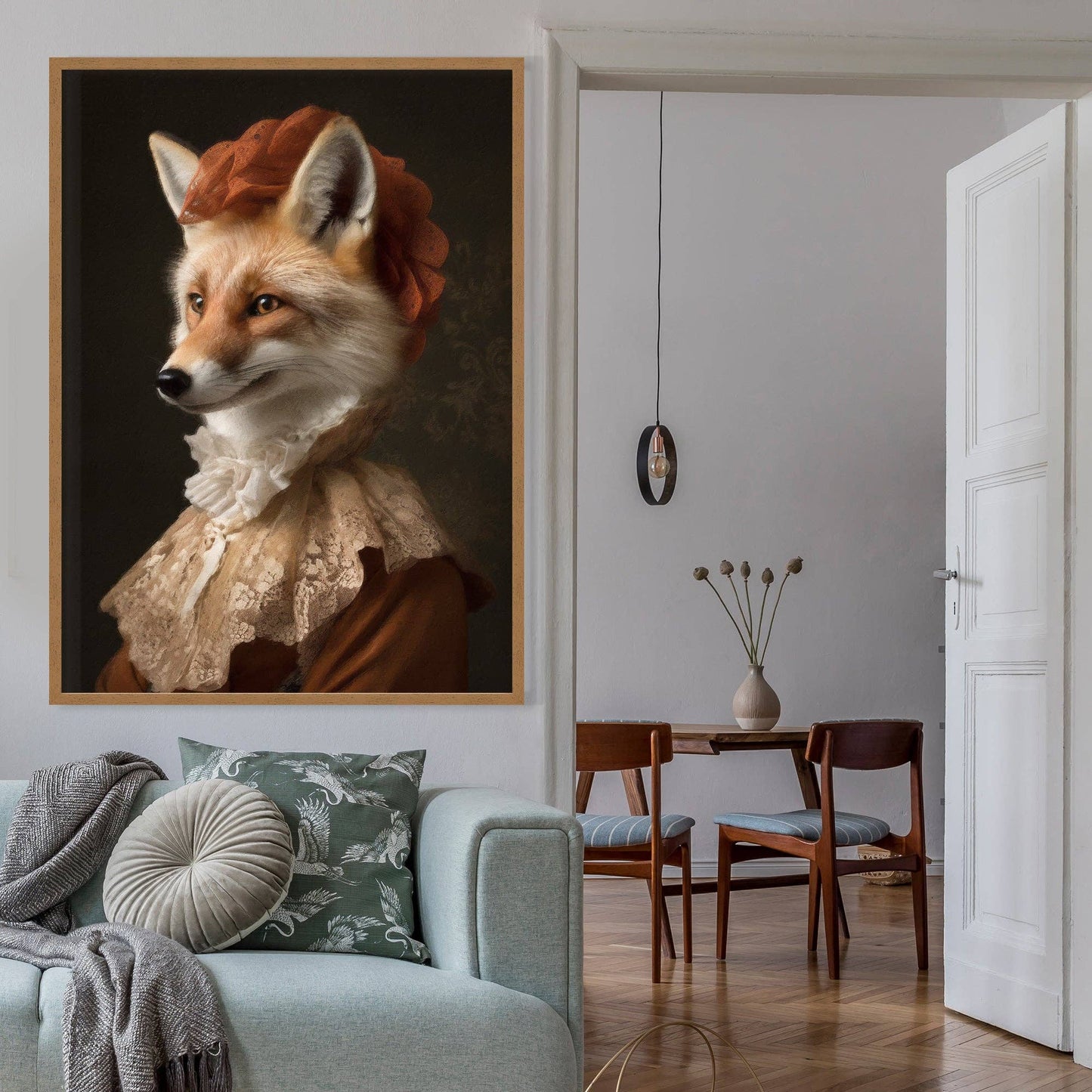 Ink & Drop - Fox Lady Animal Portrait Print: 11 ¾ x 15 ¾ in | 30x40 cm / Matte