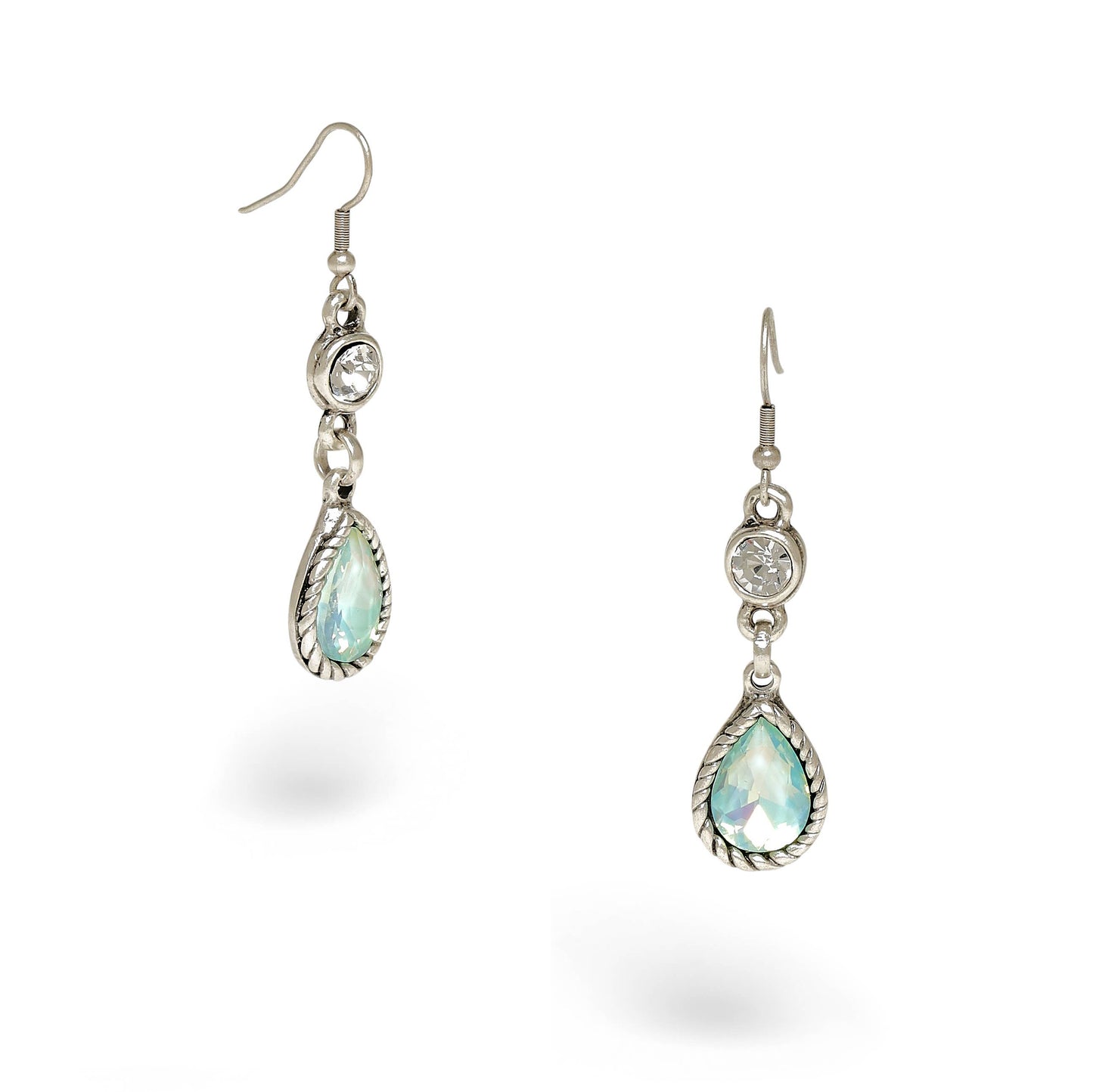 Chanour - Handmade Pewter Earrings With Green Opal - 1957Green