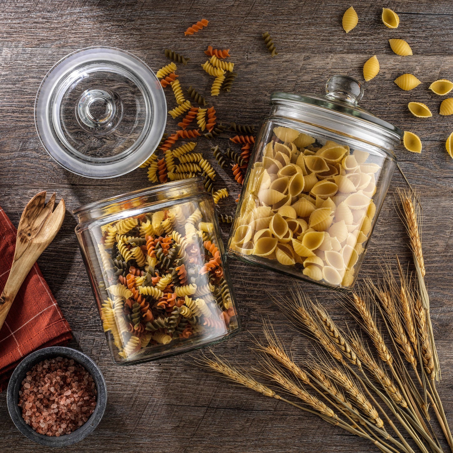 JoyJolt - JoyFul Round Glass Cookie Jar with Airtight Lids (67 oz)