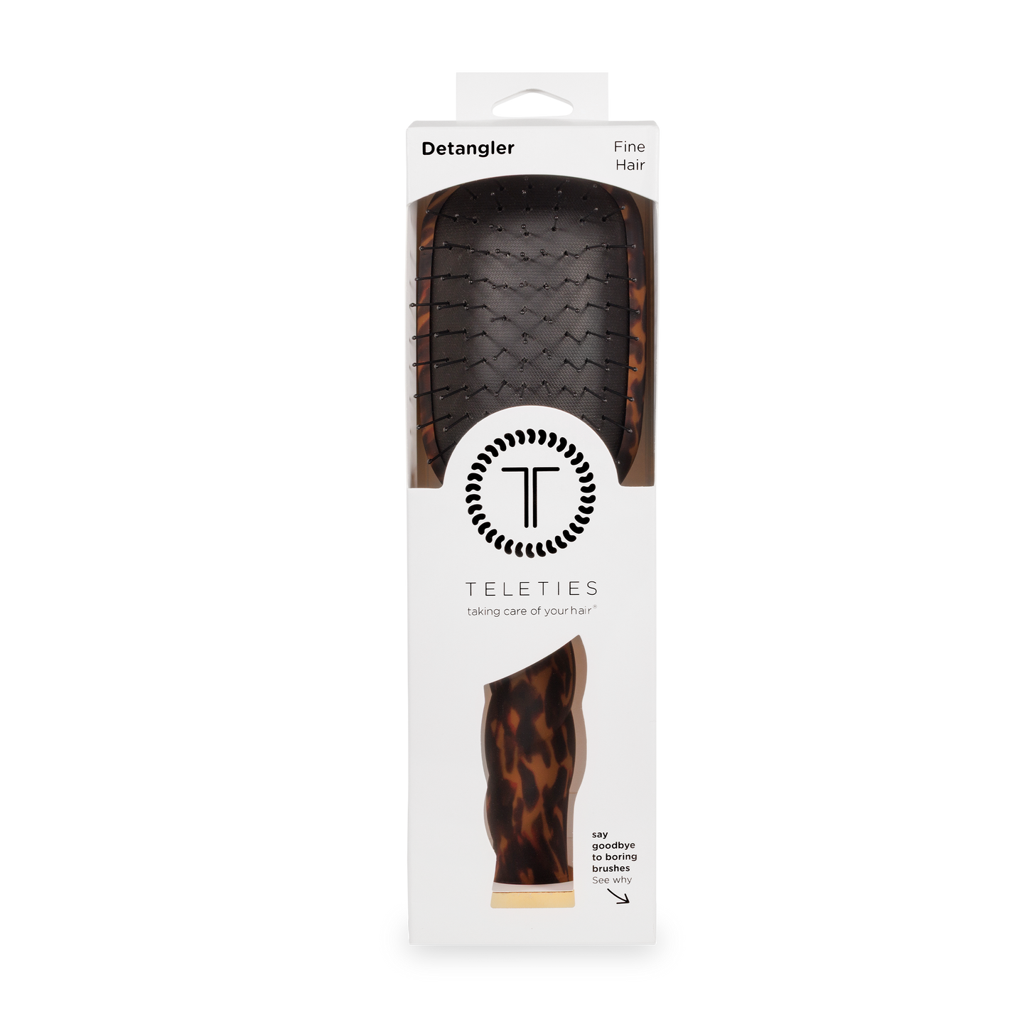 TELETIES - Detangler Hair Brush for Fine Hair - Tortoise