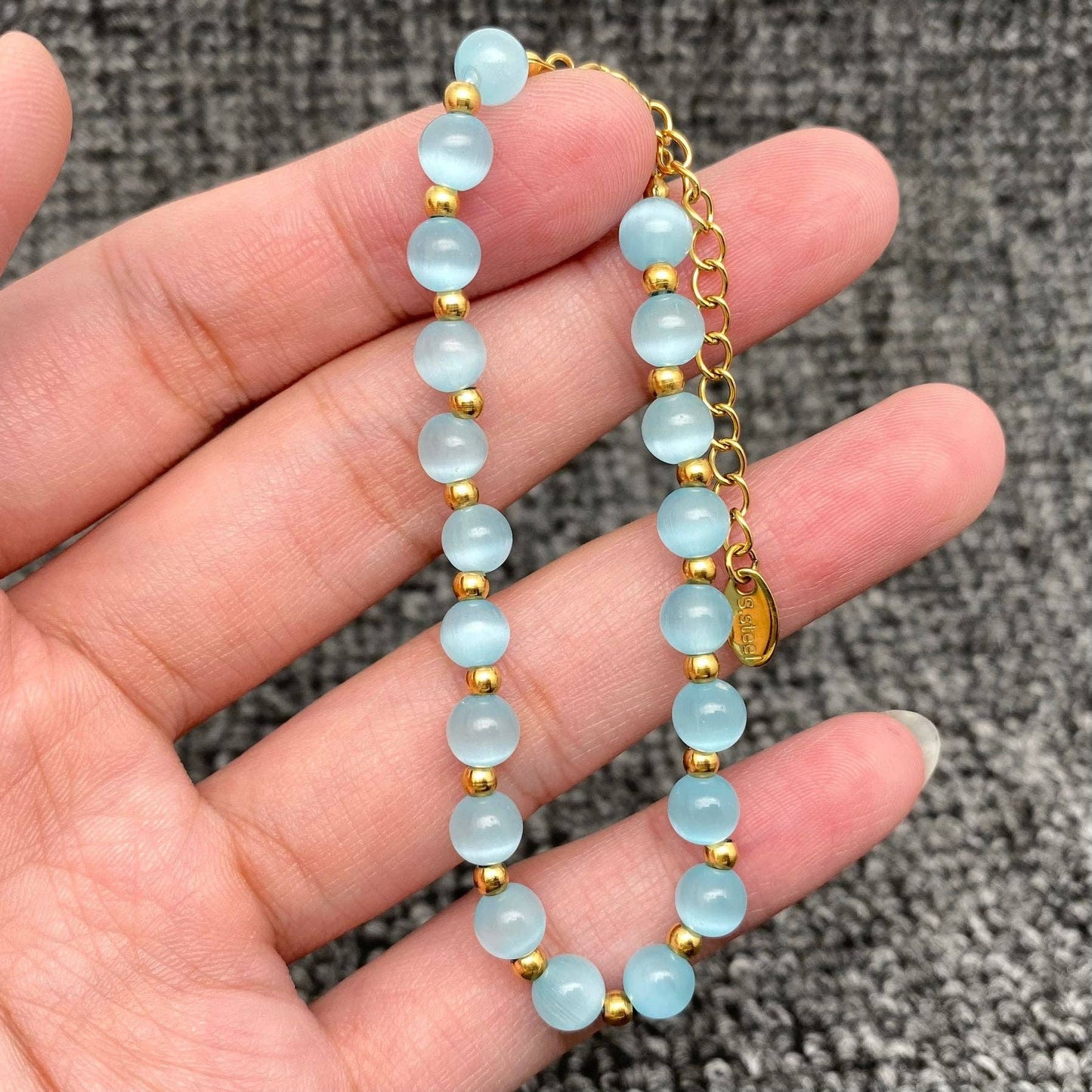 Mio Queena - Cat's Eye Stone & 18K Gold Plated SS Beaded Necklace -FGS/CS: Pink