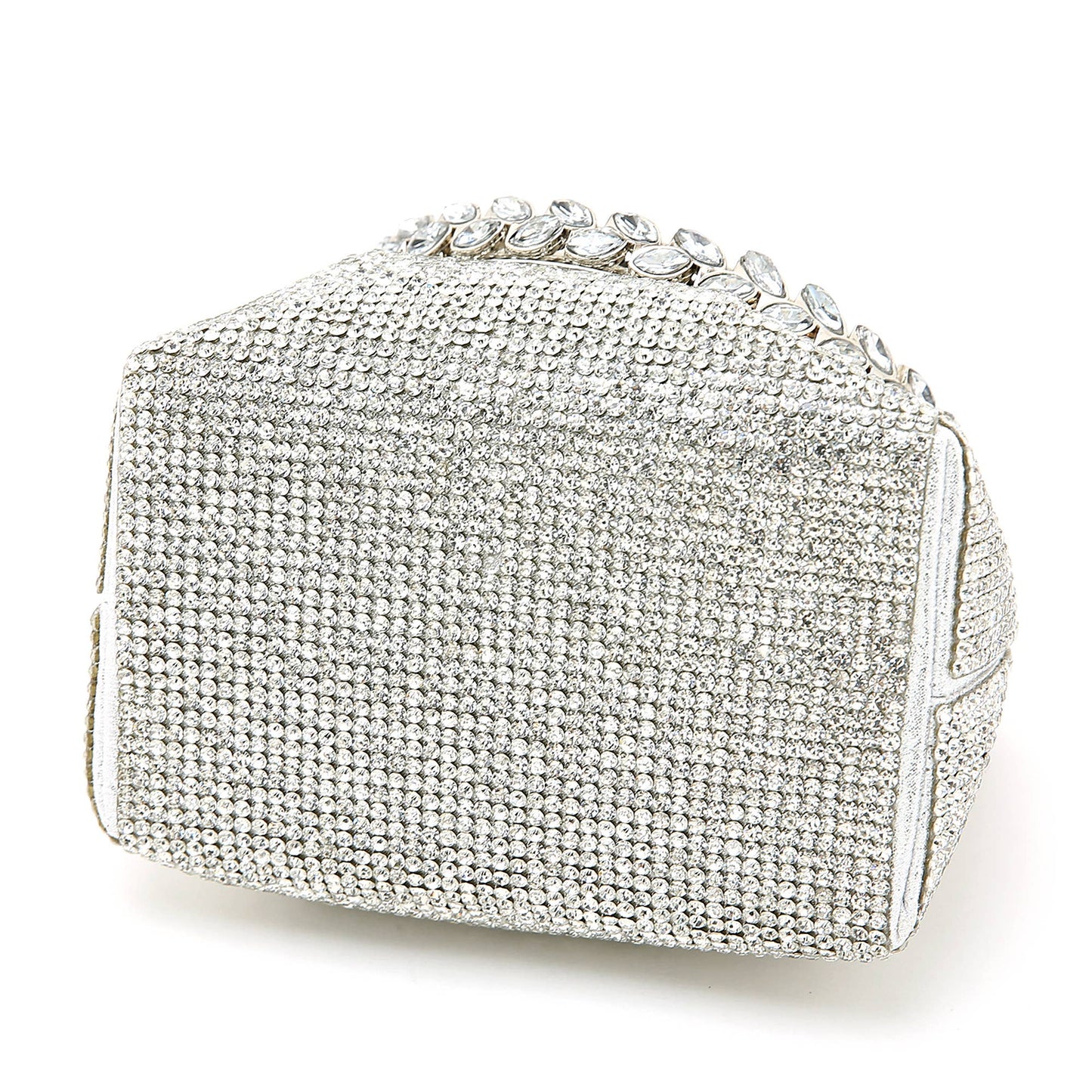 PEACH ACCESSORIES - 6641 crystal bucket bag with crystal handle: Gold