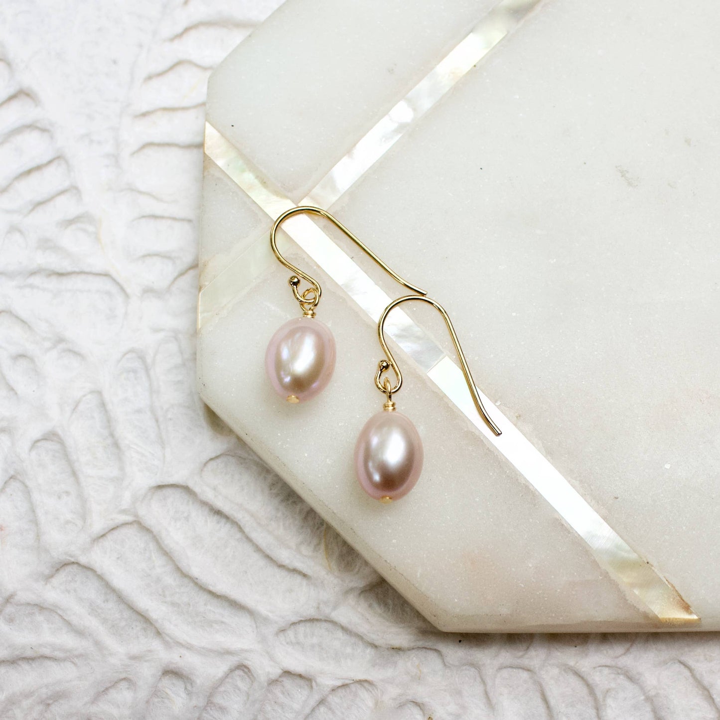 a.v. max - Dainty Pearl Drop Earrings: White