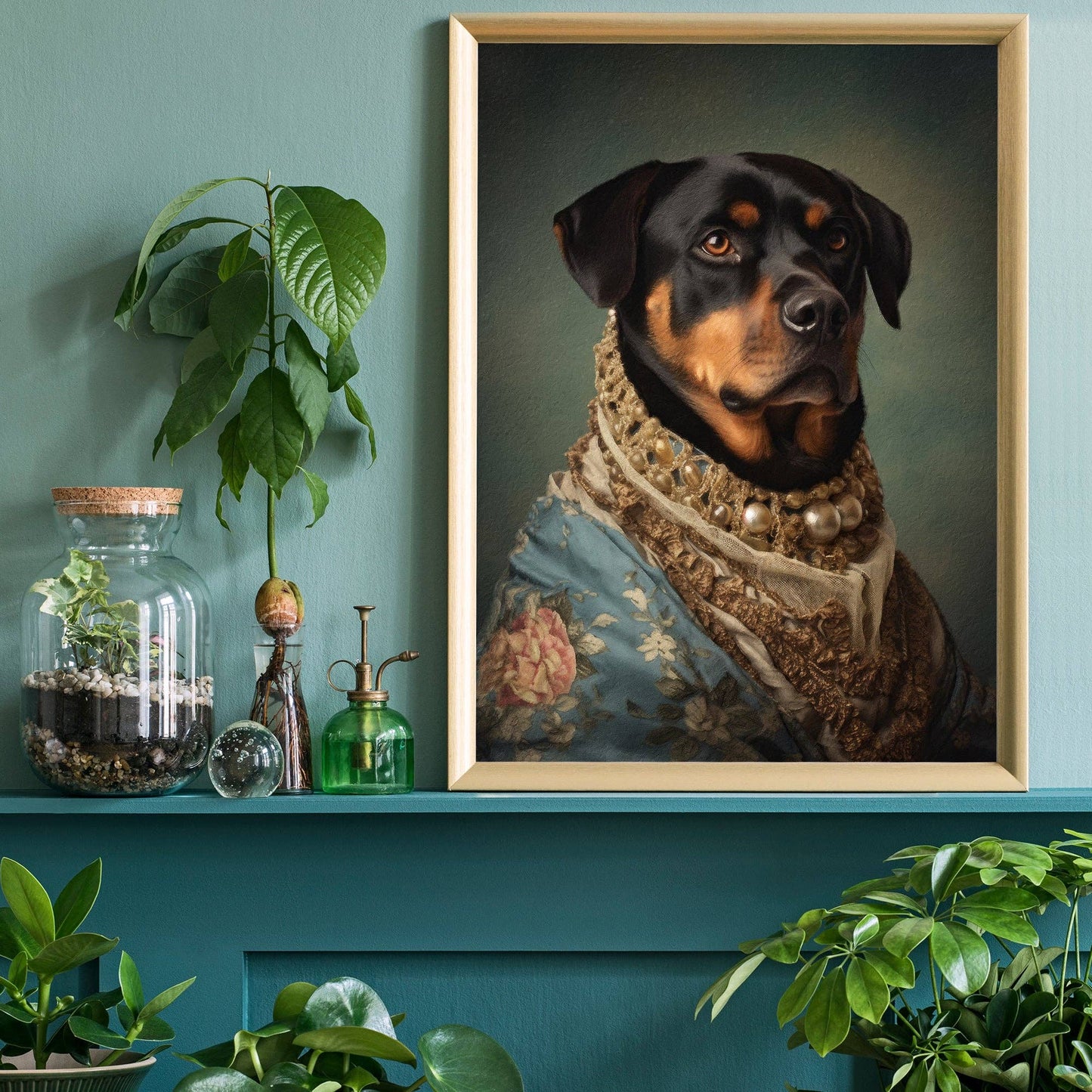 Ink & Drop - Rottweiler Dog Portrait Print: 11 ¾ x 15 ¾ in | 30x40 cm / Matte