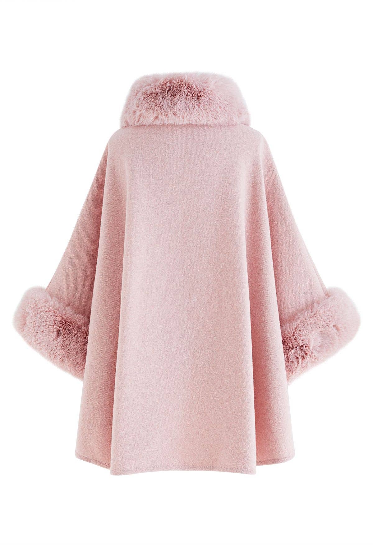 PEACH ACCESSORIES - Pe339 Faux fur poncho: Beige