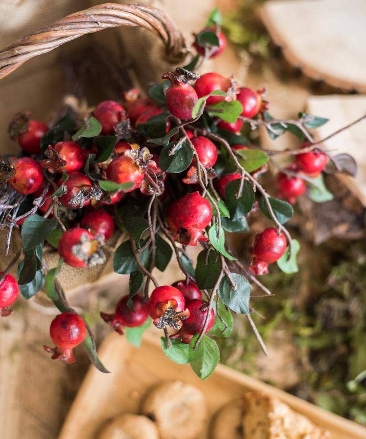 Rustic Reach - Artificial Fruit Pomegranate Fruit Bouquet 12" Tall: One Bouquet