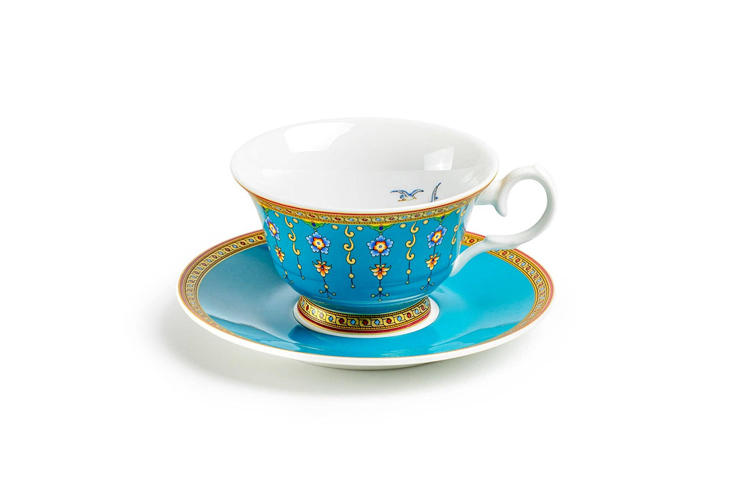 Grace Teaware - Royal Turquoise Voyage 6oz Bone China Tea Cup and Saucer