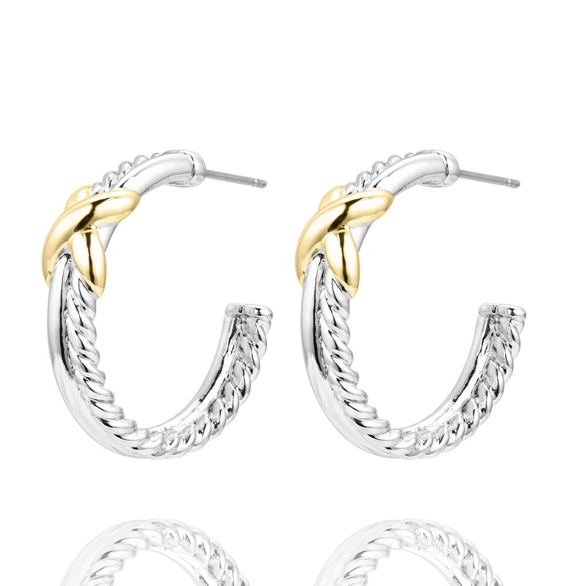 Laudic Co - "X" Accent Hoop Earrings