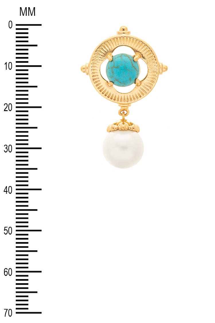 Artini Accessories - Turquoise Pearl Drop Vintage Inspired Estate Earrings