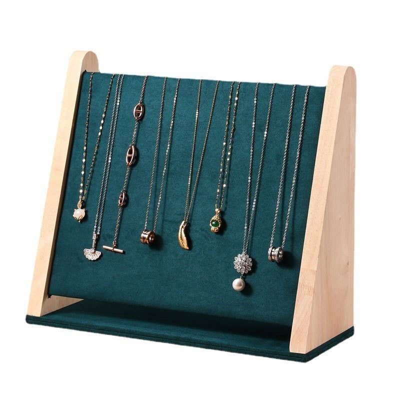 Zakka Canada - Solid Wood High Quality Multi-Necklace Bracelet Display: White Leather