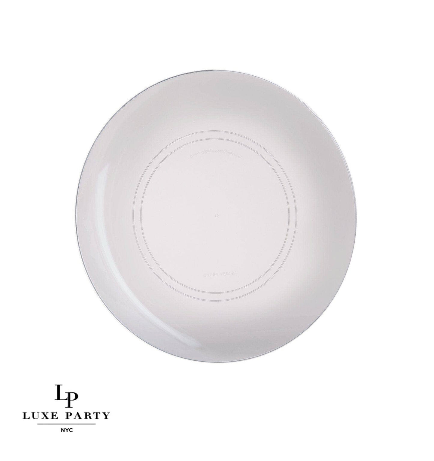 Luxe Party - Clear • Silver Round Plastic Plates | 10 Pack: 10 Plastic Plates / 10.25" Dinner Plates