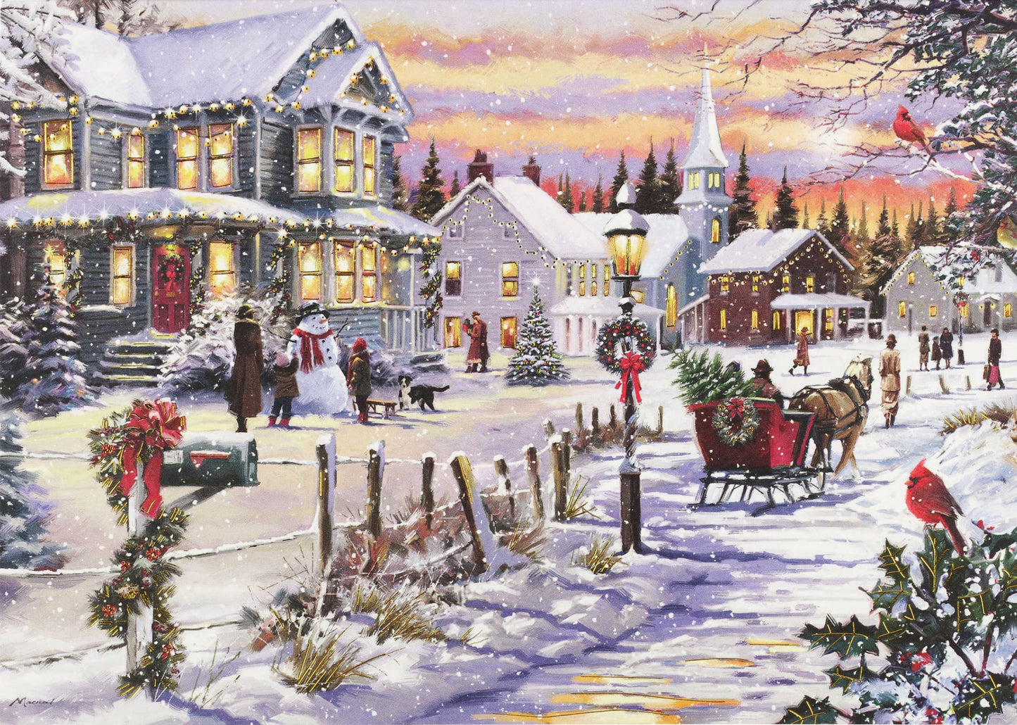 Peter Pauper Press - Village Sleigh Ride Deluxe Boxed Holiday Cards
